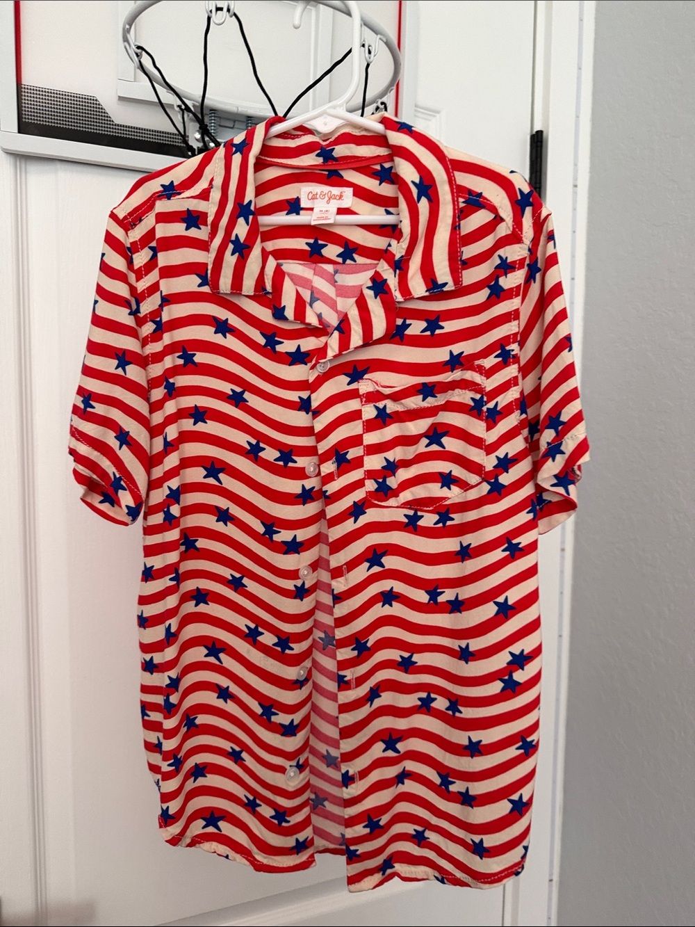 Cat & Jack Red, White & Blue Star Wave Button-Up Shirt